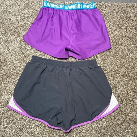 Under Armour Women's Purple and Gray Athletic Shorts Set - Picture 15 of 15